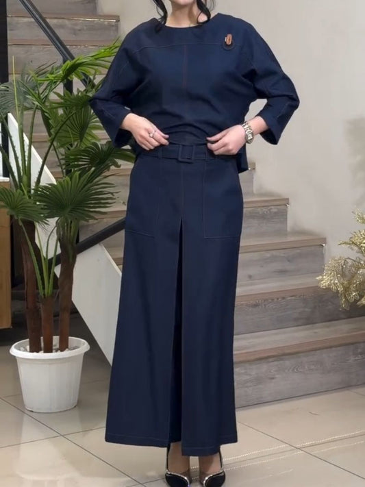 (⏰New Arrivals Promotion 40% OFF) Cotton Long-sleeve Top And Wide-leg Trousers Set