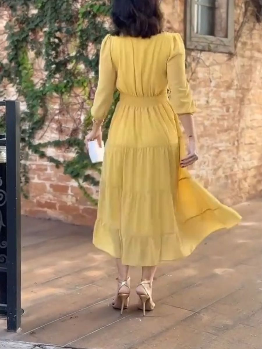 Textured Chiffon Midi Dress