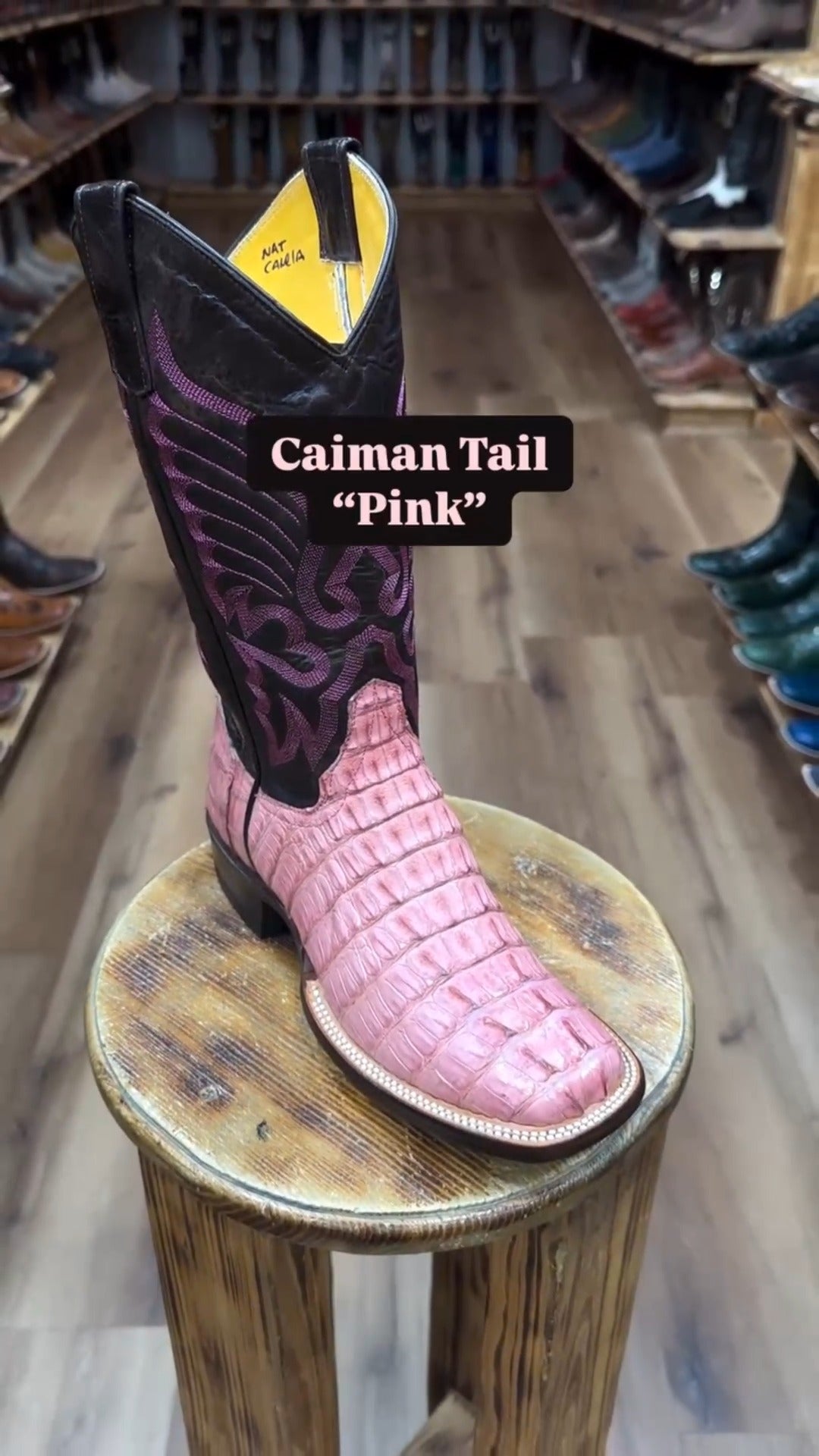 Custom Caiman Tail Skin Boots In The Color “Pink”