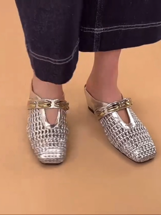 Women's Mesh Woven Mary Jane Mules