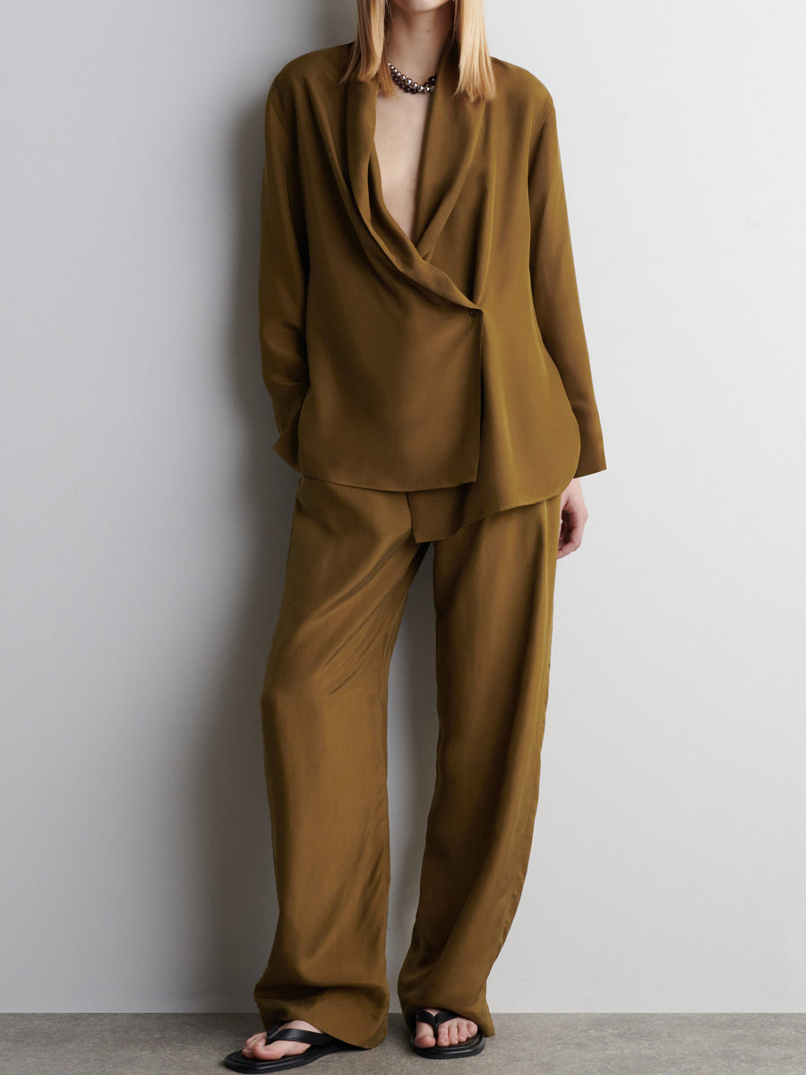 Shawl Lapels V-neck Two Pieces Set