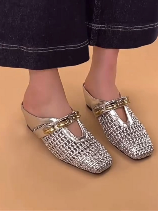 Women's Mesh Woven Mary Jane Mules