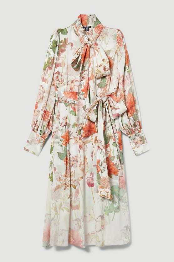 Millen Crinkle Chiffon Floral Midi Dress