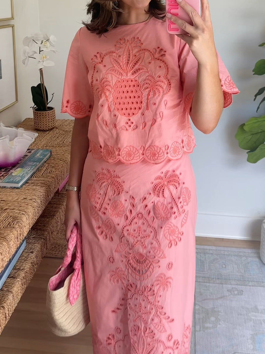 Embroidered Elegant Two Pieces Dress