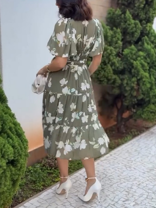 (⏰New Arrivals Promotion $15 OFF) Whispering Blossom Chiffon Midi Dress