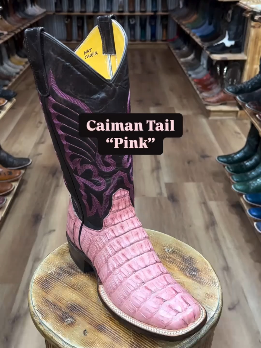 Custom Caiman Tail Skin Boots In The Color “Pink”