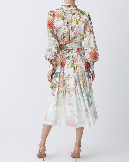Millen Crinkle Chiffon Floral Midi Dress